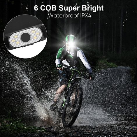 Exclusivité FBA : Nouvelle mini lampe frontale LED avec batterie lithium-polymère rechargeable USB intégrée (1 000 mAh), montage avant/arrière, lumière haute intensité, lumière blanche + lumière rouge (1/4)