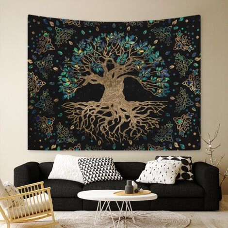 130x150cm Arbre de vie Tenture Murale Tapisserie pour la Nature Décorations Couvre-lit Courverture pour la Maison Salon Chambre Dortoir Décor(A) (1/4)