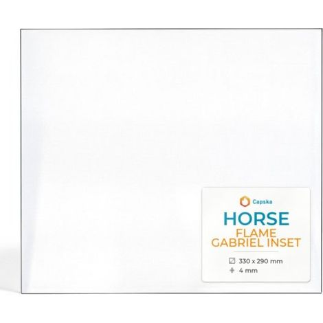 Vitre Horse FLAME GABRIEL INSET - Verre Rectangle pour poêle à bois - 330 x 290 mm (L1 x H1) - 4 mm (1/5)