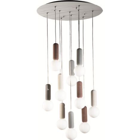 Lampada a sospensione ROCK 60 cm in cemento Multicolor e vetro soffiato 10 Luci (1/3)