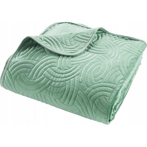 Douceur-dinterieur Cubrecama elegante de terciopelo salvia 220x240 cm