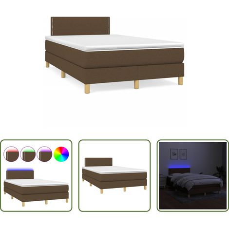 Sommier avec matelas - Sommier à lattes de lit matelas et LED marron foncé 120x190 cm (1/5)