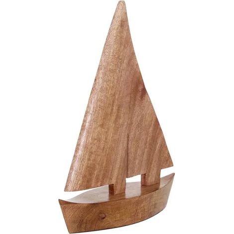 Bateau Déco en Bois "Océa" 33cm Marron (1/2)