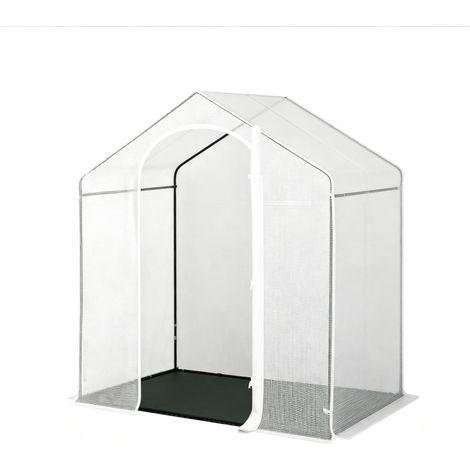 Serre de terrasse Modenuit avec toile à mailles 140 g/m² et armature acier 200x80x200 cm blanche (1/5)