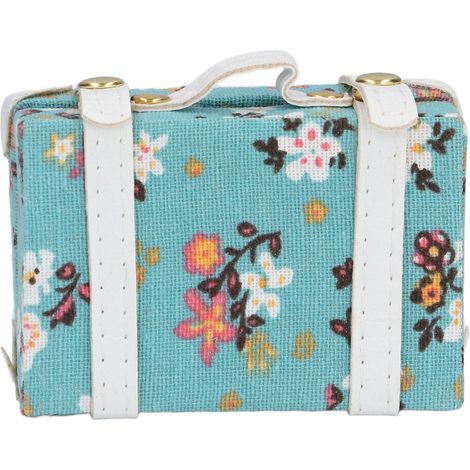 Valise miniature métallique pour maison de poupée 6:1, jouet déco 3x2x1 pouces bleu (1/5)