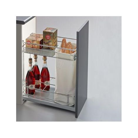 Pain-bouteille pour meuble 30 cm – Acier chromé – Finition moderne et durable – Extraction totale avec fond grillagé – Menage Confort