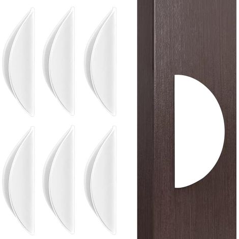 tiradores adhesivos para cajones de cocina con forma de concha, para puertas corredizas, color blanco