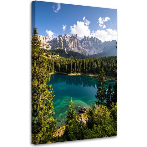 Quadro su tela, Paesaggio lago montagne foresta natura, 20x30 (1/5)
