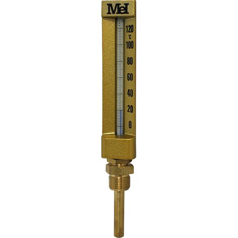 Thermomètre monobloc droit Ø150 1/2" (15/21) - 0 à 120° - Longueur de gaine 63 mm - pour chauffage et climatisation - Arcanaute (1/2)