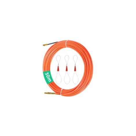 30M Aiguille Electricien,Tire Fils Electrique Aiguille Nylon,φ4mm Tire Fil Electrique avec 3 Tête Flexible de Guidage Aiguille Tire Fil Enfileur pour Fils électrique Tire Cable (Orange) (1/5)