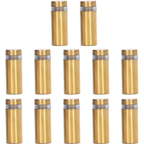 Befestigungsschrauben aus gebürstetem, goldfarbenem, elektrolytisch gehärtetem Edelstahl, 12 Stück 12x30mm, für Acrylplatten und Werbeträger, Abstandshalter. (1/5)