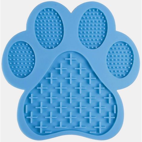Tapis à lécher Raw Paws, anti-ennui pour chiens sous la douche, tapis de distraction pour chiens, tapis d'alimentation lente pour chiens, tapis interactif bleu (1 pièce) (1/4)