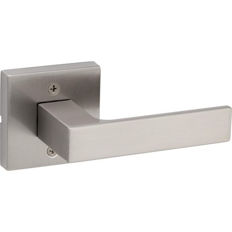 Poignée de porte factice, levier simple face pour placards, portes doubles françaises et garde-manger, nickel satiné, levier intérieur réversible (1/5)