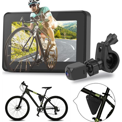 Rétroviseur de vélo, caméra de recul 1080p avec écran 4,3 pouces, grand angle 130°, vision nocturne couleur, réglable à 360° (1/5)