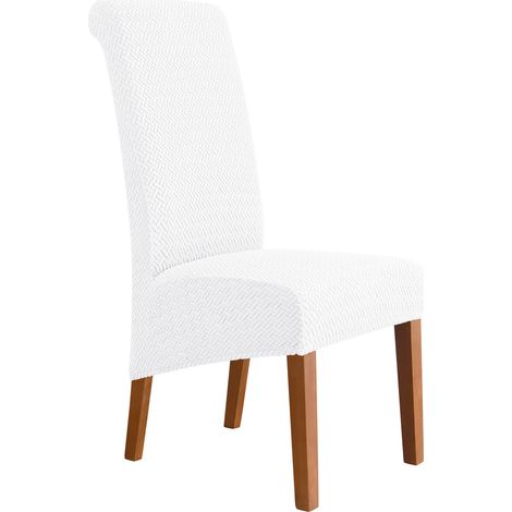 XL Polsterbezug für Stuhl – verstärkte Dicke, vollständige elastische Abdeckung mit großem schrägen Rand, schlichtes Design in natürlichem Weiß, universell für Bürostühle, Esszimmer oder Wohnzimmer