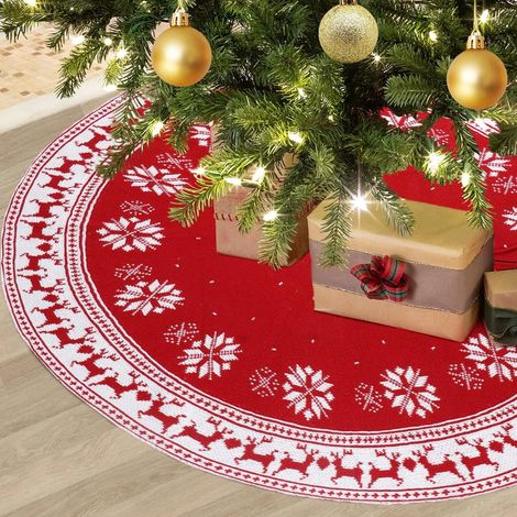Tapis de sapin de Noël rouge 92 cm 36 pouces Grand tapis de sapin de Noël (1/5)