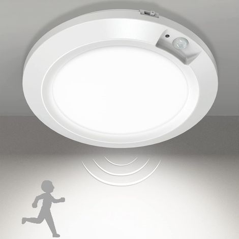 Veilleuses LED à Piles Lumière à Détection de Mouvement, Sans Fil Lampe de Plafonnier intérieur pour Placard Couloir Armoire Sous-sol d'escalier - 6000k, Cool Blanc