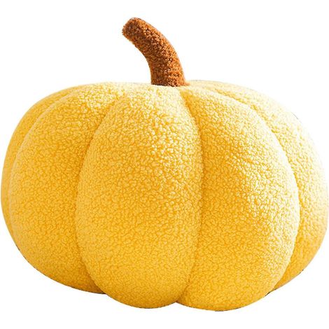 Halloween-Kürbis-Dekokissen – Weiches und flauschiges Kürbiskissen fürs Sofa – Niedliche Halloween-Dekoration – 20 cm – Gelb