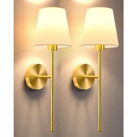 Goldene, batteriebetriebene, kabellose Wandleuchte – geeignet für Schlafzimmer, Wohnzimmer, Flure usw. – 2er-Set (1/5)