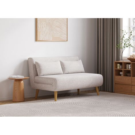 Deco In Paris – Canapé convertible 2 places en tissu beige – Dimensions 121x81x74cm – Couchage 121x185cm – Structure en bois et mousse 30kg/m3 (1/5)