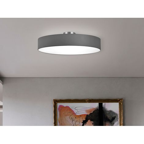 Runde LED Deckenleuchte mit Stoffschirm in Grau, Ø 65cm (1/5)