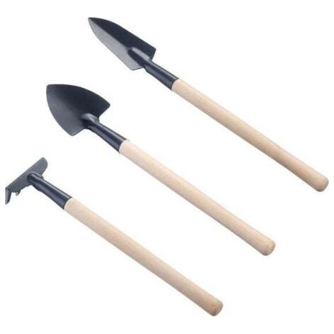 QORVA-Ensemble d'outils d'ameublissement du sol pour jardinage de plantes succulentes à domicile, plantation en pot, jardinage de fleurs, pelle, pelle à fleurs, râteau, ensemble de trois pièces,