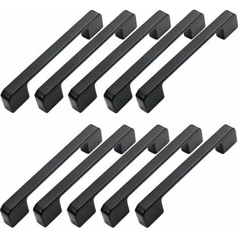 Tuserxln – Poignée de meuble 10pcs – Alliage d'aluminium – Entraxe 160mm – Finition noire – Installation facile sur placards et tiroirs - 160mm-Poign (1/5)