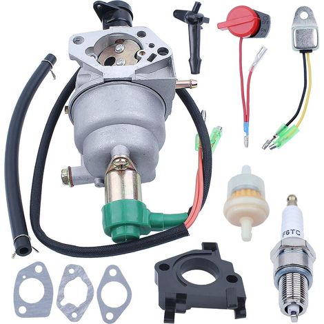 Carburetor Repair Kit for Predator 420CC 8750W 7000W 6500W 5000W 188F Generator Engine with Choke Rod, Carburetor Gasket, Fuel Filter, Stop Switch, Spark Plug, Insulator Spacer, Low Oil Sensor Alert (1/5)