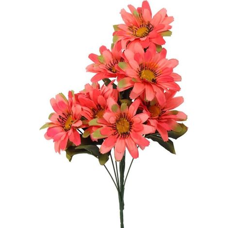 Bouquet decorativo arancione composto da 9 gerbere artificiali, altezza 46 cm. (1/4)