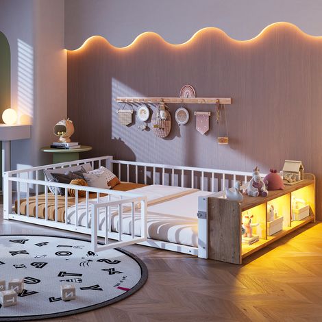 letto 140x200 con LED e vano contenitore bianco HAVRYA (1/5)