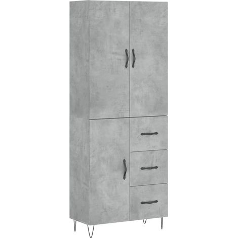 Aparador buffet cómoda armario mueble organizador cocina salón salón alto 69,5 x 34 x 180 cm madera contrachapada gris 020034643