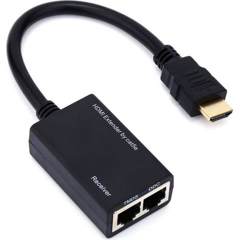Répéteur Hdmi 30M Extension Cat5E/6, Kit Émetteur Récepteur Ethernet Lan 1080P 3D Noir[F131] (1/4)
