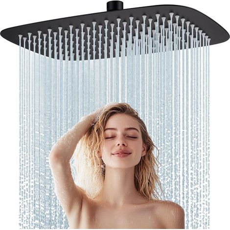 Regendusche Edelstahl 30x20cm Mattschwarz mit Anti-Kalk-Düsen (1/5)