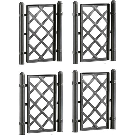 Set da 4 Spalliera antracite Modulare per Piante Rampicanti Grigliato in Plastica 43x52 cm con Giunti e Tappi Supporto Traliccio rete Divisorio Grigliato per Giardino e Balcone Made in Italy (1/4)