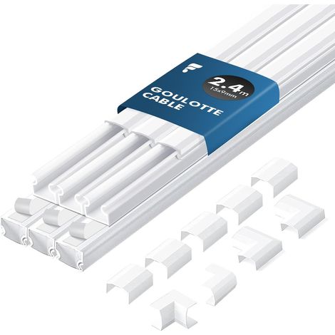 2,4m Cache Cable – Goulotte Passe Cable pour Câbles électriques, Goulotte Electrique, Passe Cable Mural – Cache Fil Electrique pour TV – Blanc 15mm x 9mm (0,4m x 6Pièces) (1/5)
