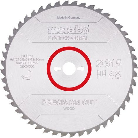 Hoja de sierra circular 31,5 cm para madera, corte preciso, uso profesional y bricolaje, alta durabilidad, 1 unidad, compatible con 30 mm – Metabo 628057000