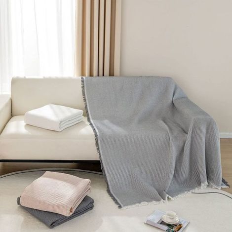 Couverture de canapé 180 x 180 cm, couverture gaufrée pour canapé, grande couverture de canapé légère et polyvalente, couvre-lit (1/5)