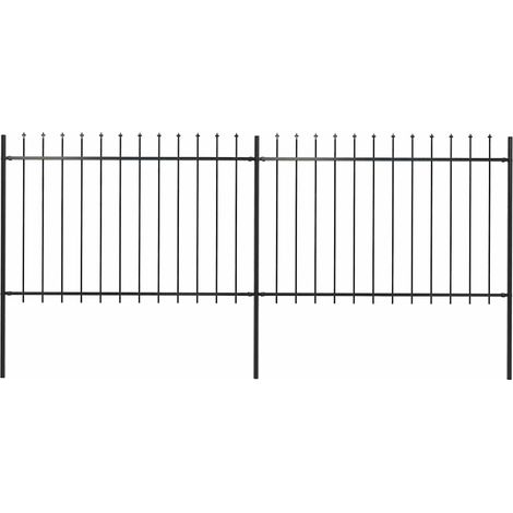 vidaXL Garden Fence with Spear Top Steel 337x120 cm Black (1/5)