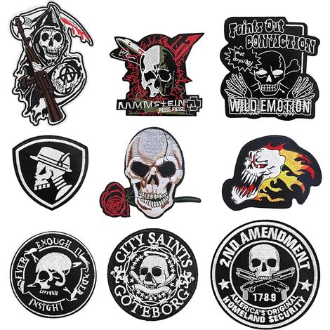 Large Skull Embroidery Iron-On Patch Stickers for Clothes, Backpacks, Jackets, Jeans, Hats, Repair and Decoration (1/5)