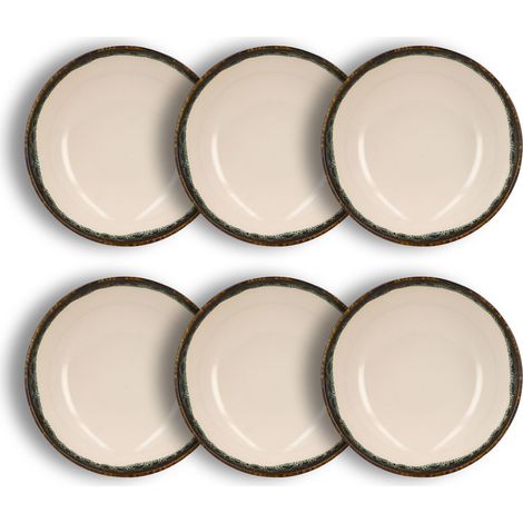 Lot de 6 assiettes creuses 21cm en faïence, ATOME