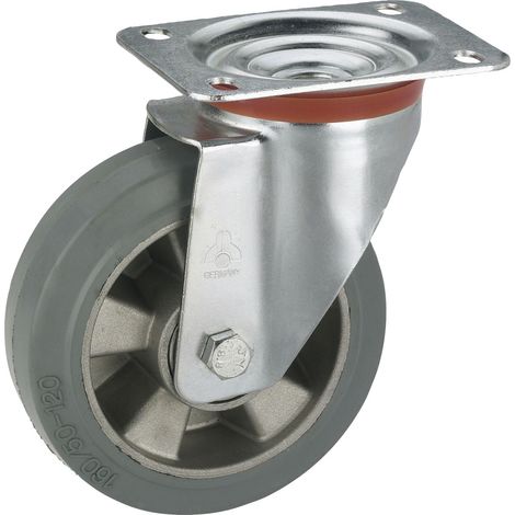 Lenkrolle Vollgummi-Rad ø 125 mm Möbelrolle Tragkraft 180 kg Stahlblech