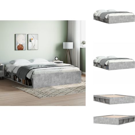 Cadre de lit sans matelas gris béton 150x200 cm - Cadre De Lit - Lit Double - Lit Design - Lit Moderne - Meuble Chambre (1/5)