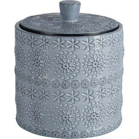 Boite à cotons Porcelaine RELIEF Gris Spirella (1/4)