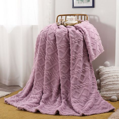 Couverture chaude en peluche lavable en machine pour canapé et lit, couverture pour chambre à coucher, 70x100cm Purple (1/2)