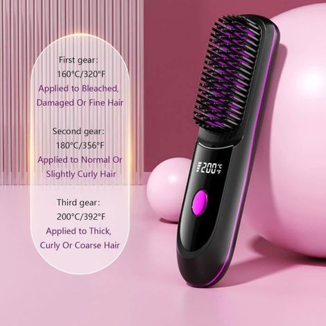 Peigne - Fer à lisser - Fer à lisser sans fil - Peigne sans fil-Avec base d'ions négatifs - Chauffage rapide- Conception de Femeo (1/5)