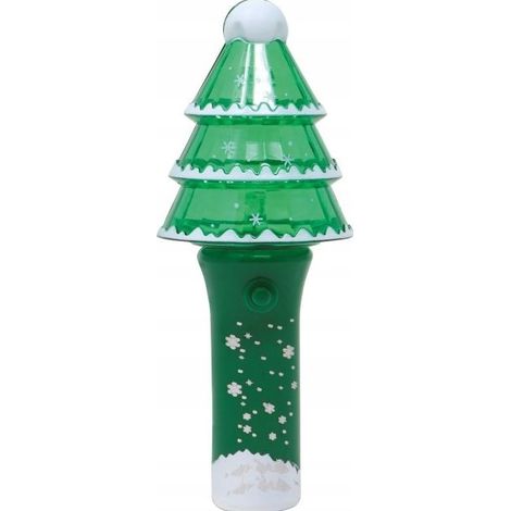 Linterna de mano verde con forma de árbol de Navidad con luz, 13 cm.