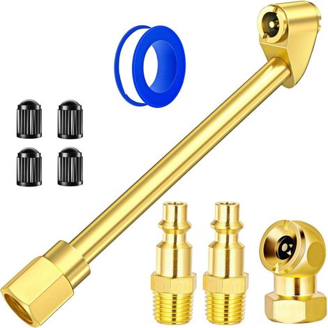 Lot de 9 raccords filetés mâles en laiton 1/4NPT pour valves de gonflage de pneus de voiture et moto (1/5)
