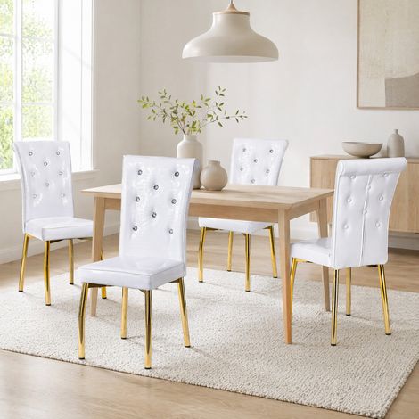 MEUBLIV Lot de 2 chaises de salle à manger 61,5 x 42 x 101 cm blanc - dossier haut (1/5)