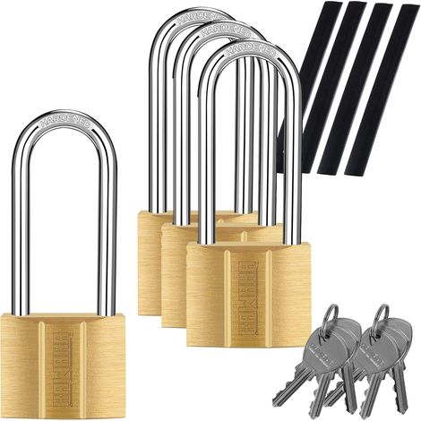 Cadenas à clé à anse longue 81/40L-4P (clé identique, étanche, serrure en laiton massif) pour abris de jardin, unité de rangement, école, casier de gym, moraillon de rangement, 40 mm de long (1/5)