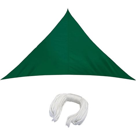 Voile d'ombrage vert foncé 400x400x400cm, pare-soleil triangulaire isocèle, auvent de protection UV, hydrofuge, pare-soleil pour terrasse, jardin, balcon, tissu en polyester (1/4)